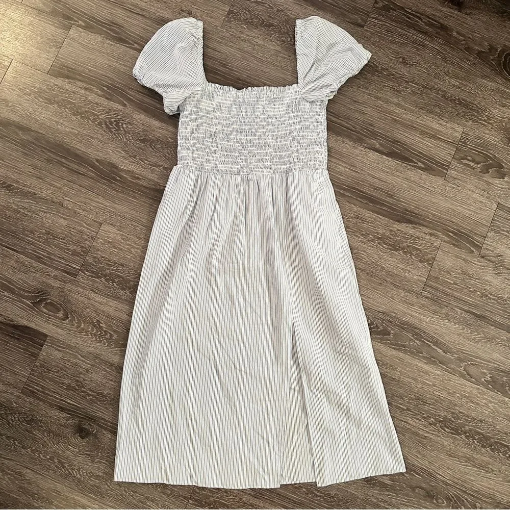 J. Crew Short-sleeve smocked dress in stripe